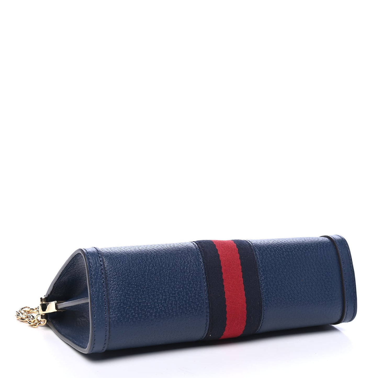 Textured Calfskin Web Small Ophidia Chain Shoulder Bag Blue Agata