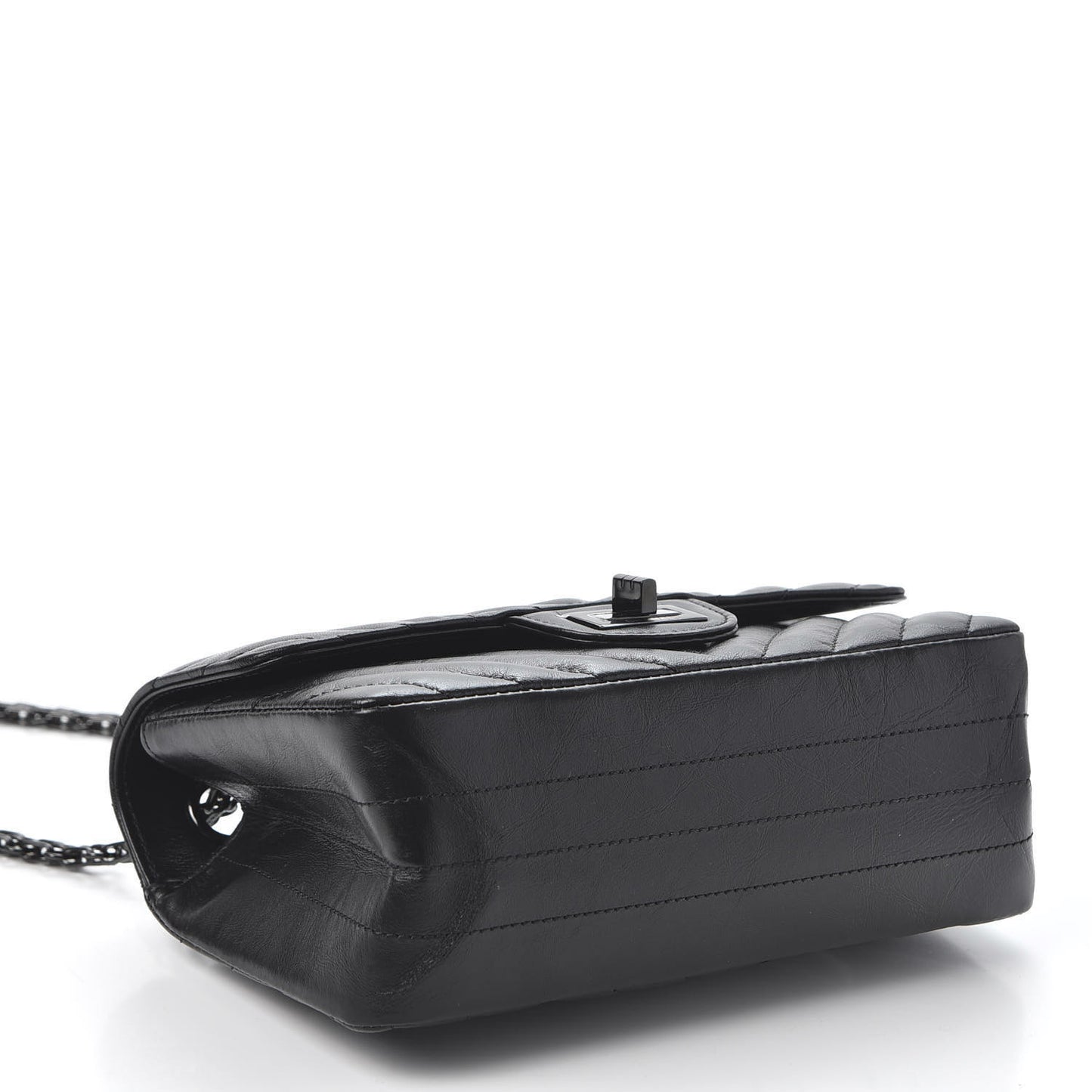 Aged Calfskin Chevron Quilted 2.55 Reissue Mini Flap So Black