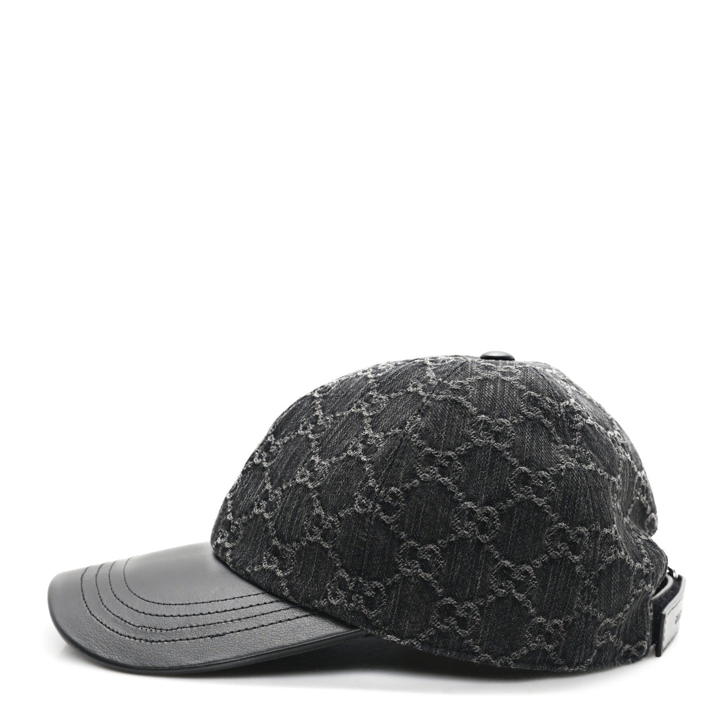 Denim Calfskin GG Monogram Baseball Hat M Black Grey