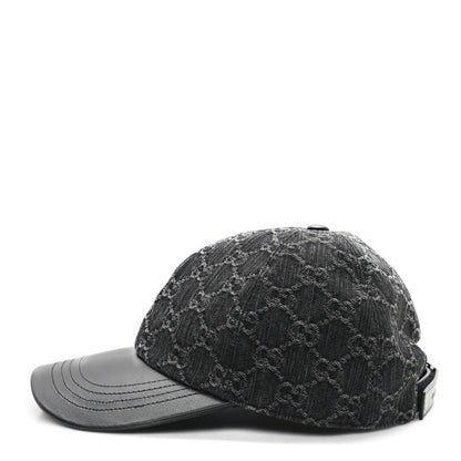 Gucci Denim Calfskin GG Monogram Baseball Hat M Black Grey 4 of 9