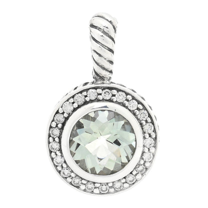 David Yurman Sterling Silver Diamond Prasiolite 8mm Petite Cerise Pendant 1 of 3