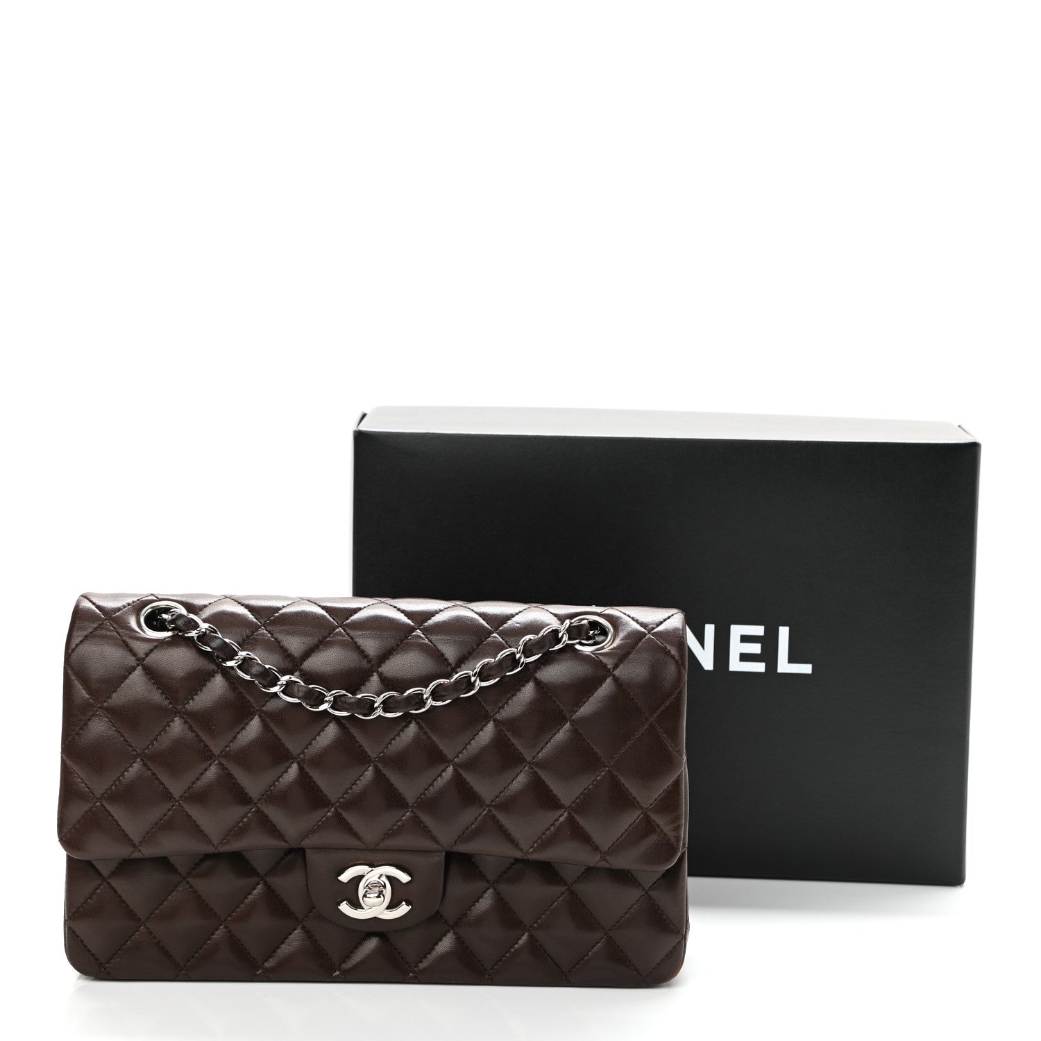 Chanel Lambskin Quilted Medium Double Flap Dark Brown 11 of 11