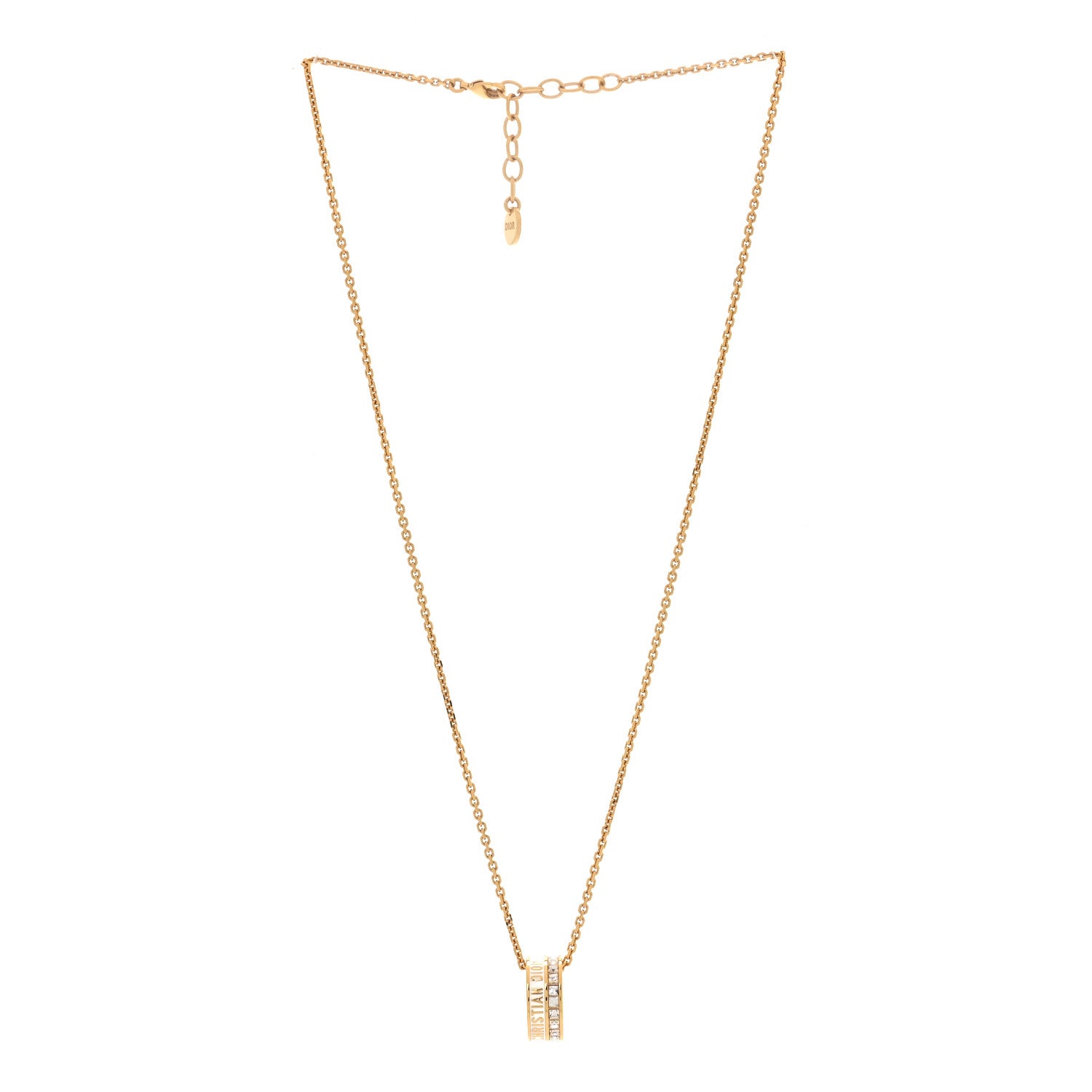 Christian Dior Metal Lacquer Crystal Night Code Necklace Gold White 3 of 5