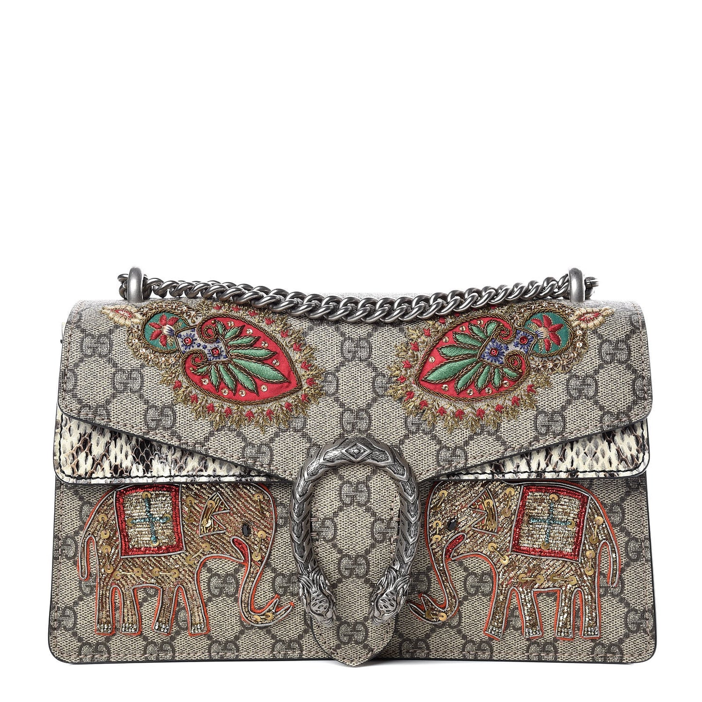 GG Supreme Monogram Elaphe Elephant Embroidered Small Dionysus Shoulder Bag