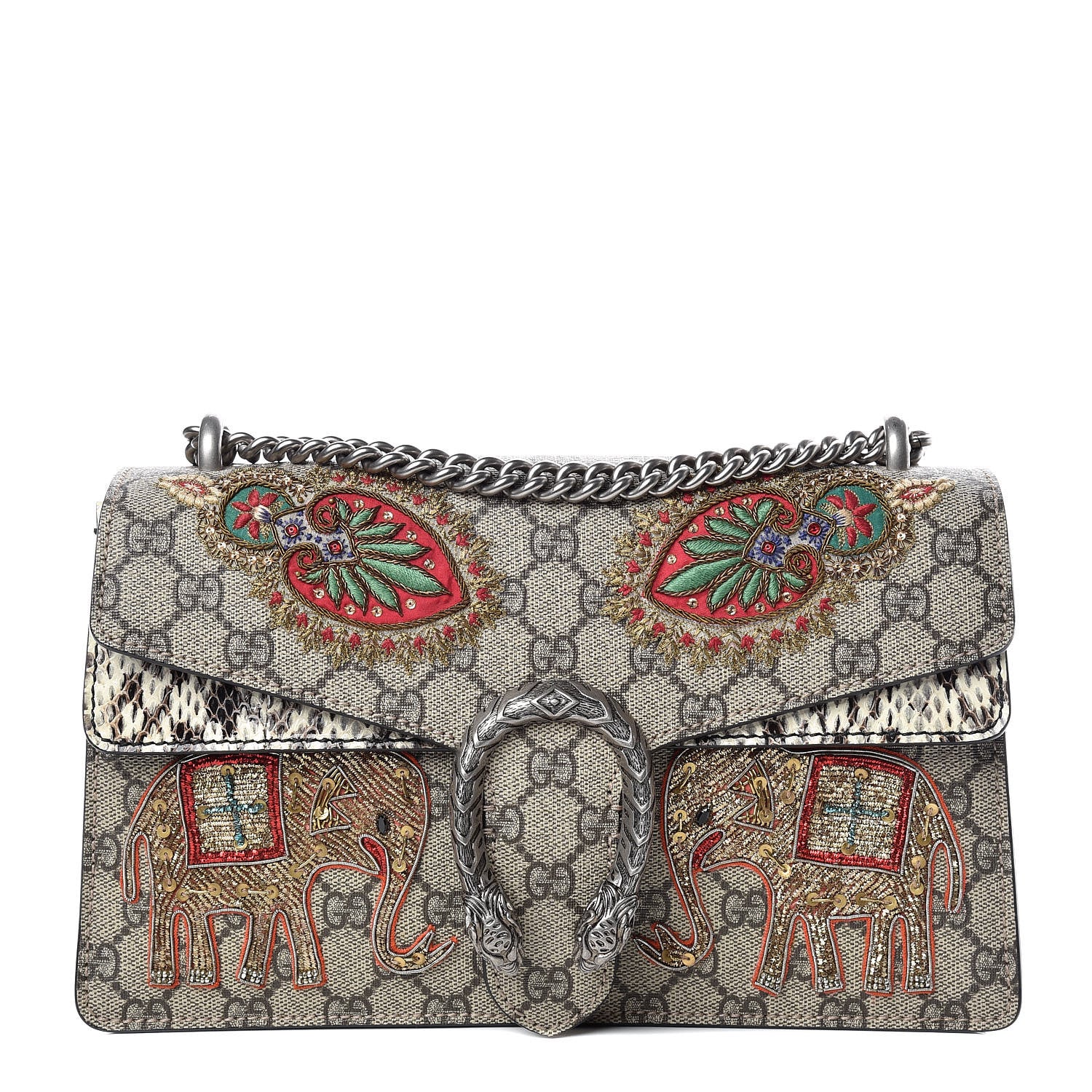 Gucci GG Supreme Monogram Elaphe Elephant Embroidered Small Dionysus Shoulder Bag 1 of 9