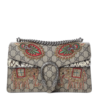Gucci GG Supreme Monogram Elaphe Elephant Embroidered Small Dionysus Shoulder Bag 1 of 9