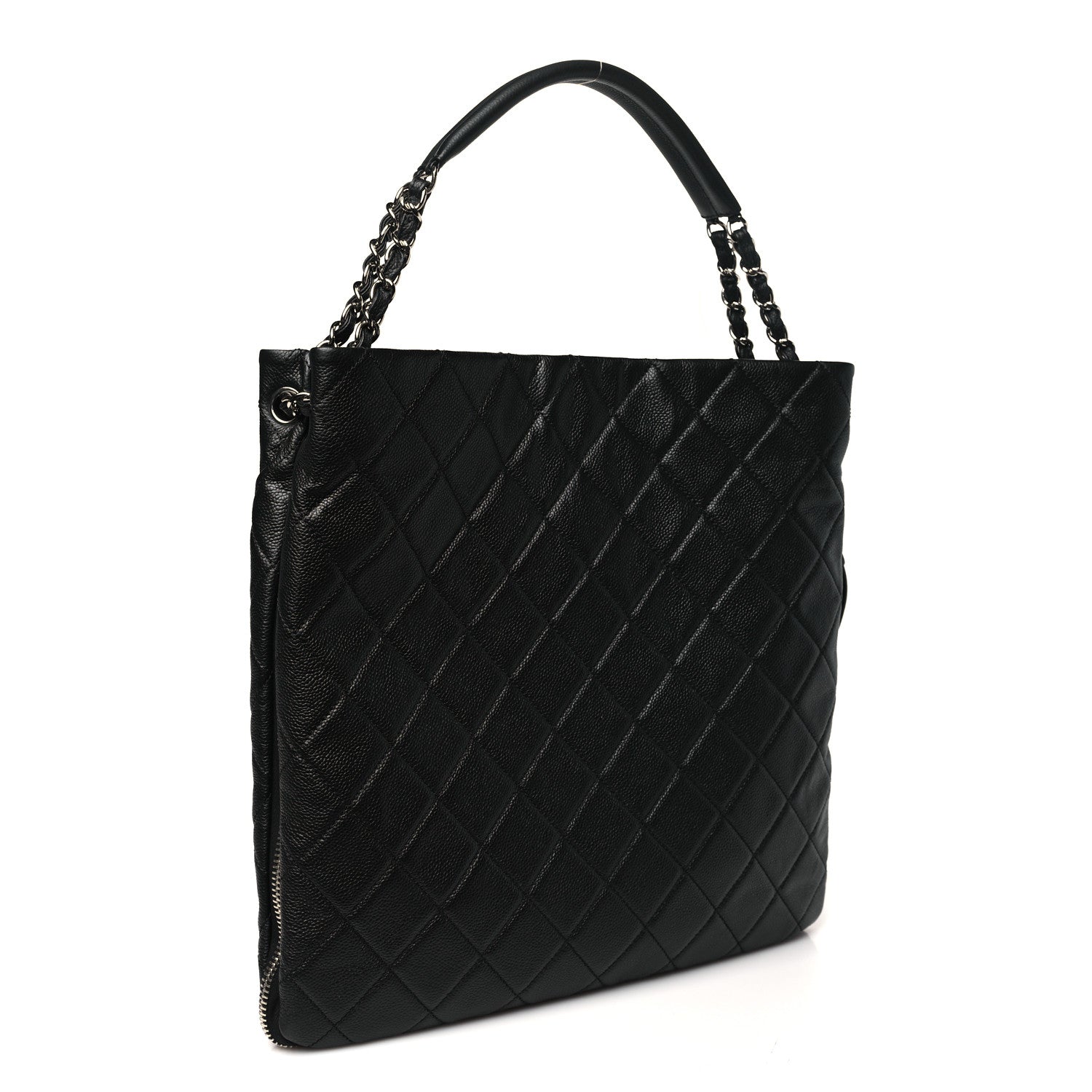 Chanel Caviar Quilted Expandable Zip Hobo Black 3 of 10