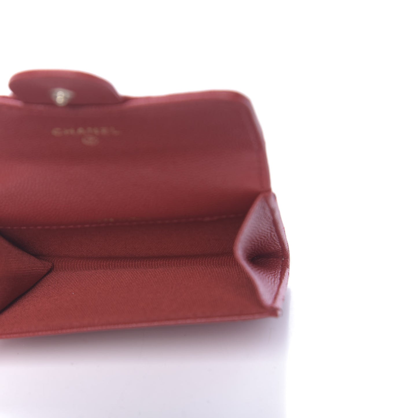 Caviar Quilted Flap Card Holder Wallet Red
