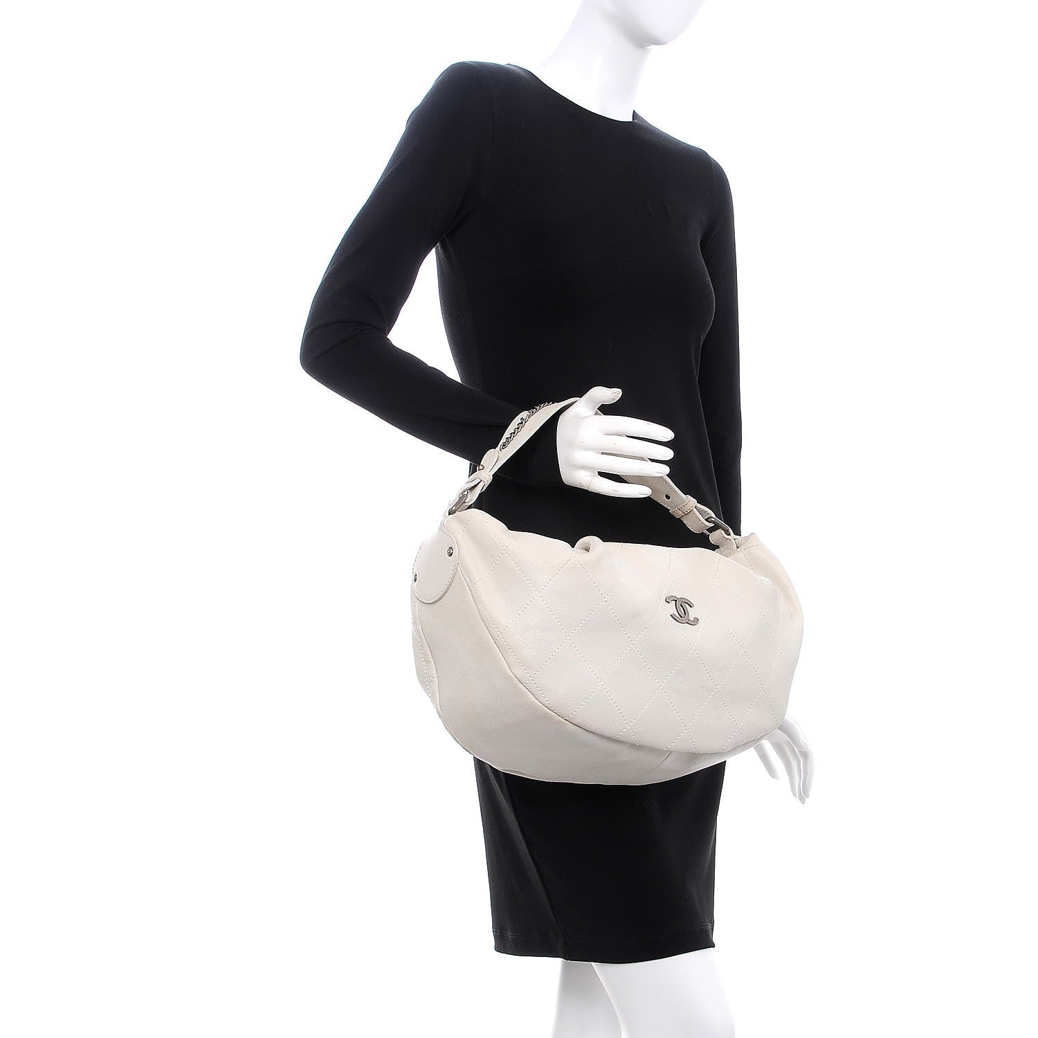 Chanel Caviar Large Outdoor Ligne Hobo White 2 of 17