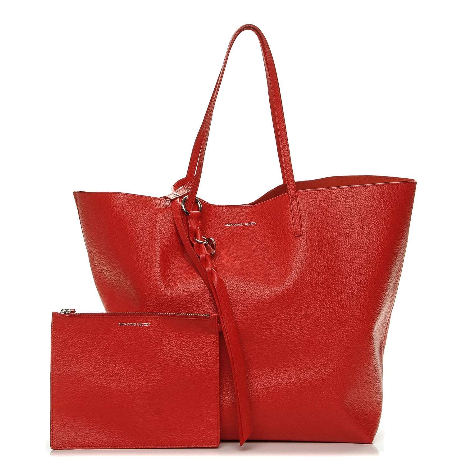 Alexander McQueen Grained Calfskin Skull Open Shopper Tote Red 1 of 6