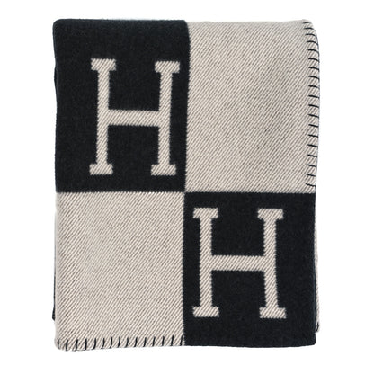 Hermes Wool Cashmere Signature Avalon Blanket Black 1 of 3