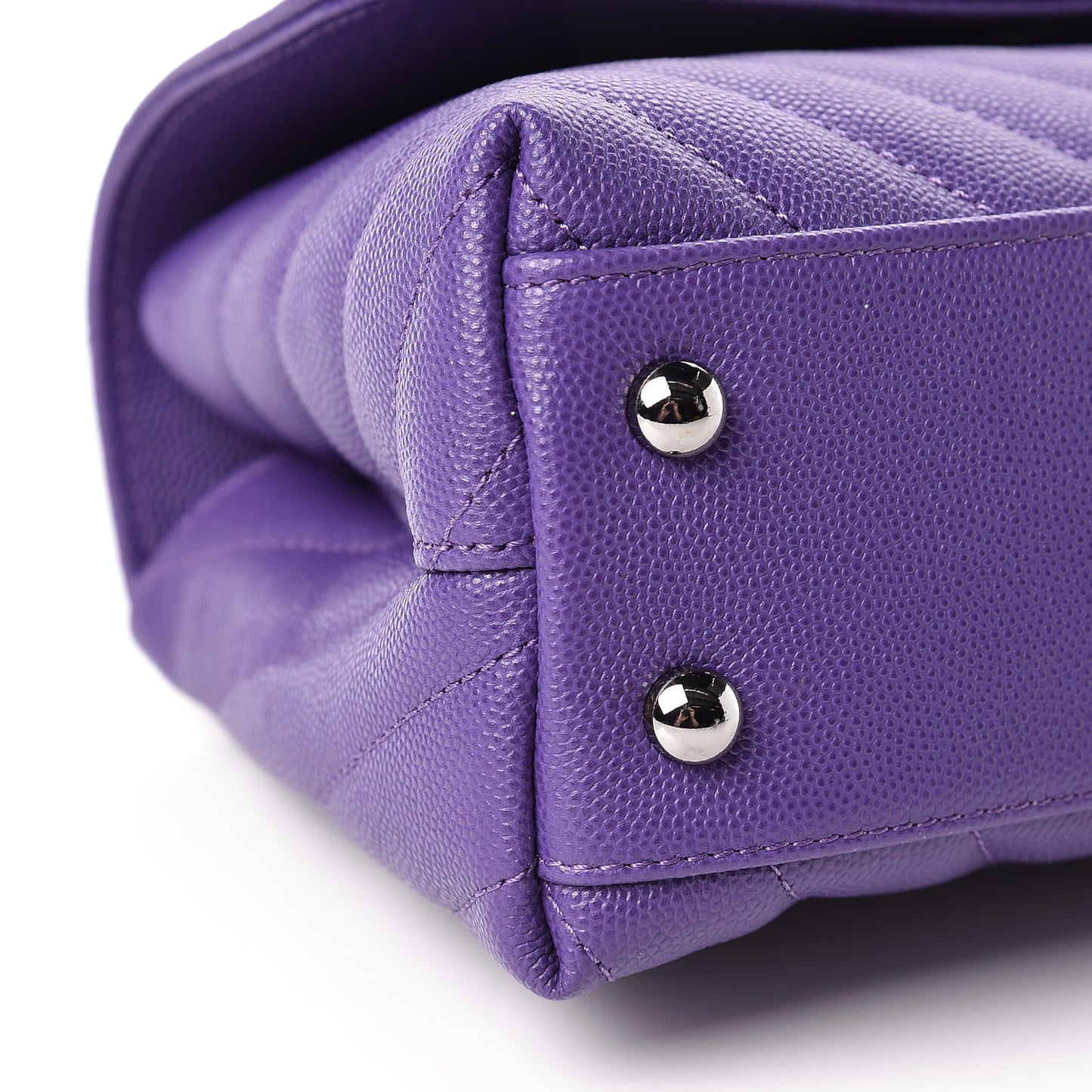 Caviar Chevron Quilted Mini Coco Handle Flap Purple