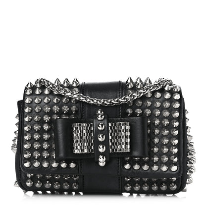 Christian Louboutin Calfskin Spikes Sweety Charity Crossbody Bag Black Silver 1 of 10