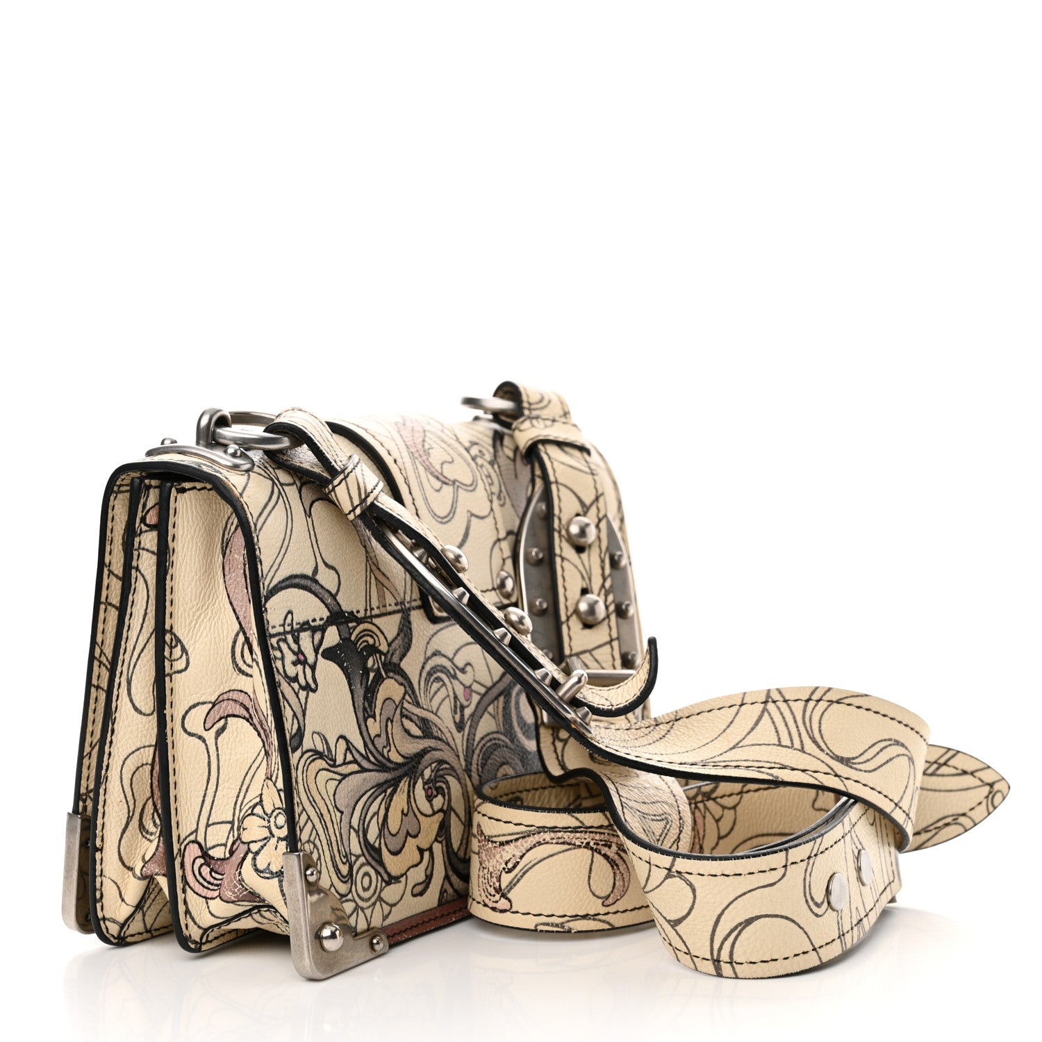 Prada X JAMES JEAN Glace Calfskin Rabbit Print Cahier Bag Opaline 3 of 18
