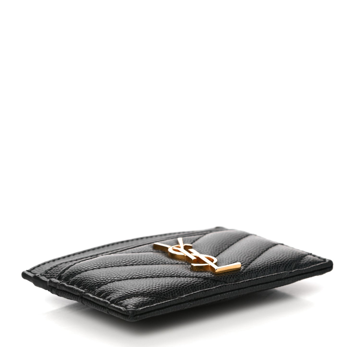 Grain De Poudre Matelasse Chevron Monogram Credit Card Case Black