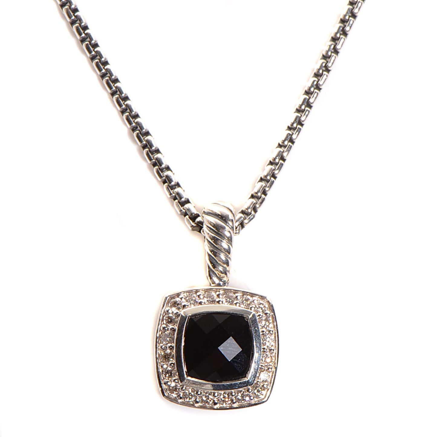 Sterling Silver Diamond Black Onyx 7mm Petite Albion Necklace