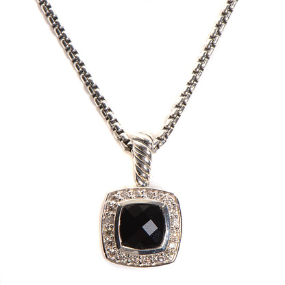David Yurman Sterling Silver Diamond Black Onyx 7mm Petite Albion Necklace 1 of 5