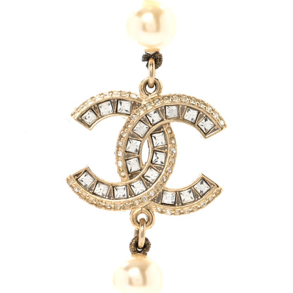 Chanel Pearl Baguette Crystal Long CC Necklace Gold 4 of 7