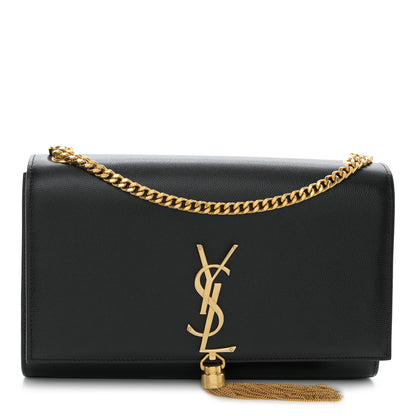 Saint Laurent Grain De Poudre Medium Classic Monogram Kate Tassel Satchel Black 1 of 10