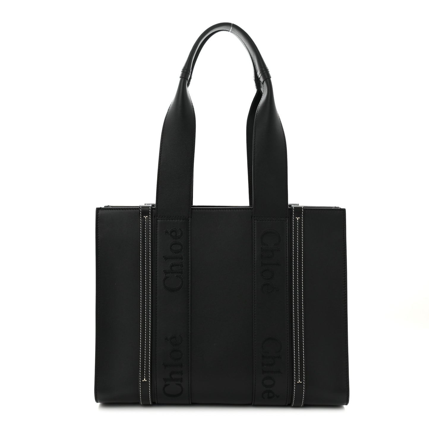 Calfskin Medium Woody Tote Black