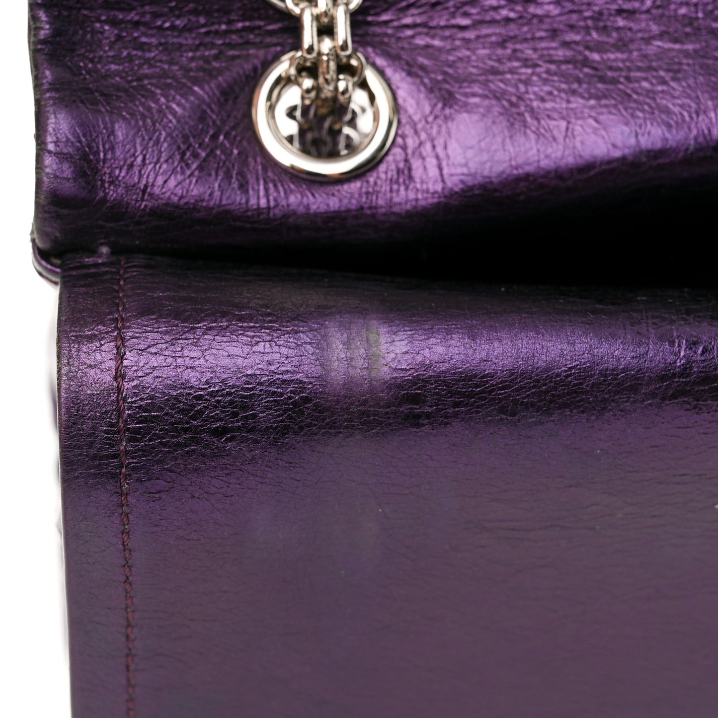 Metallic Aged Calfskin Quilted 2.55 Reissue 227 Flap Purple