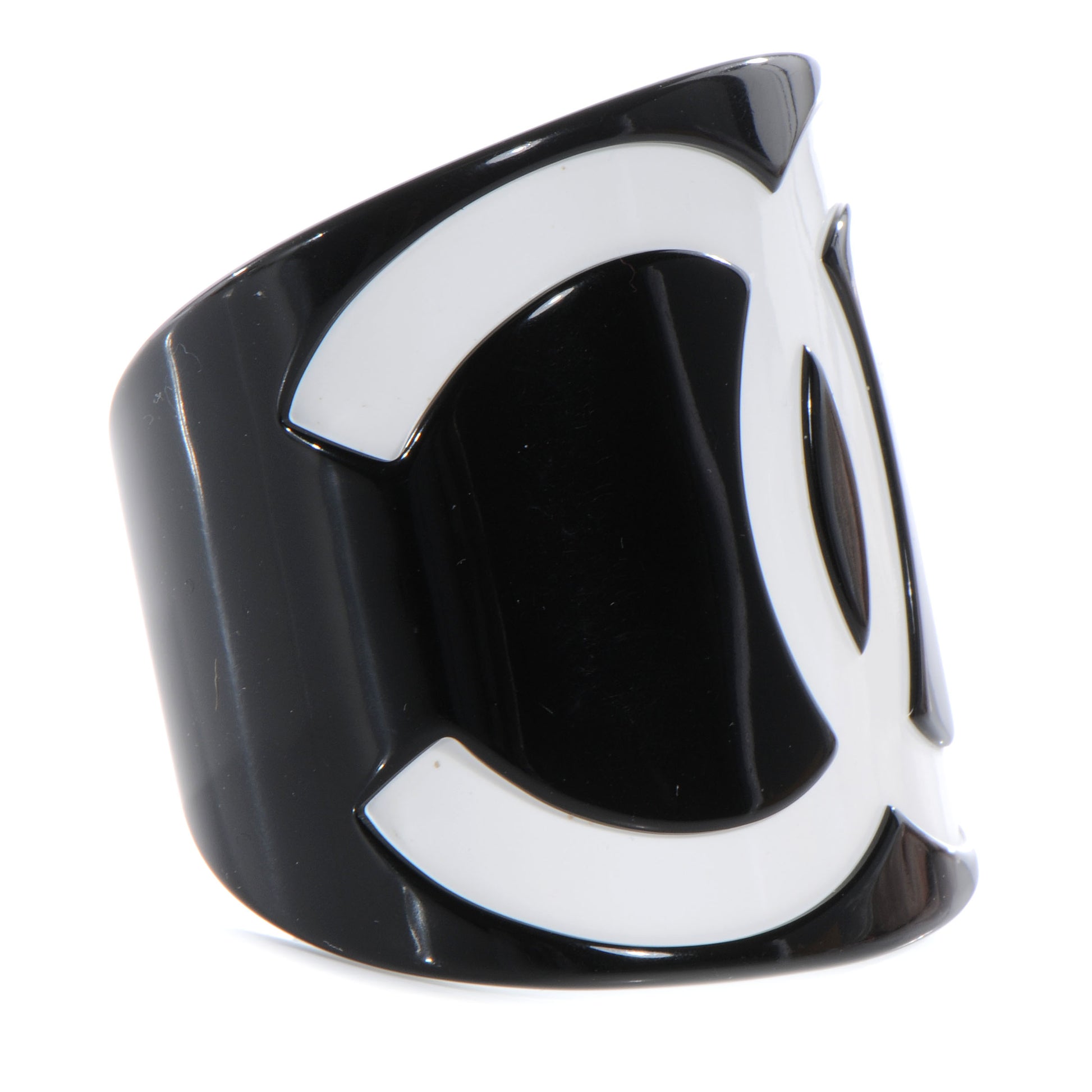 Chanel Resin CC Cuff Black White 3 of 4