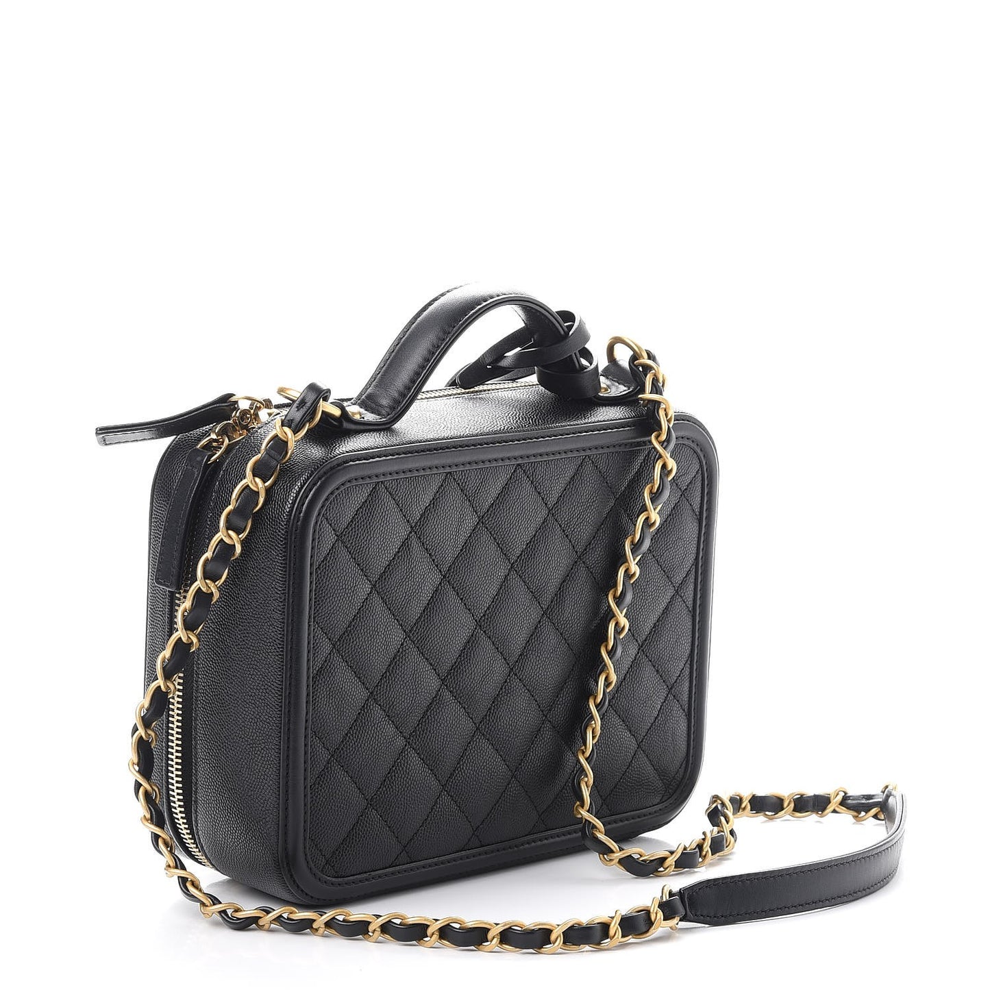 Caviar Quilted Medium CC Filigree Vanity Case Black
