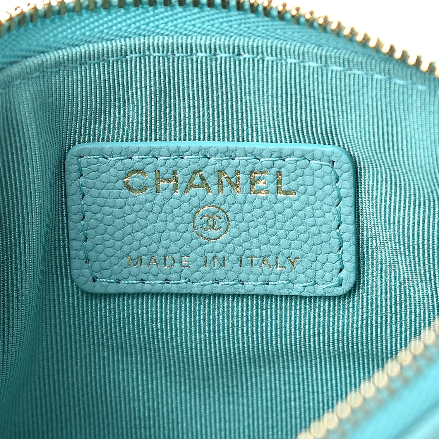 Chanel Iridescent Caviar Chevron Quilted Small Cosmetic Case Green 6 of 8