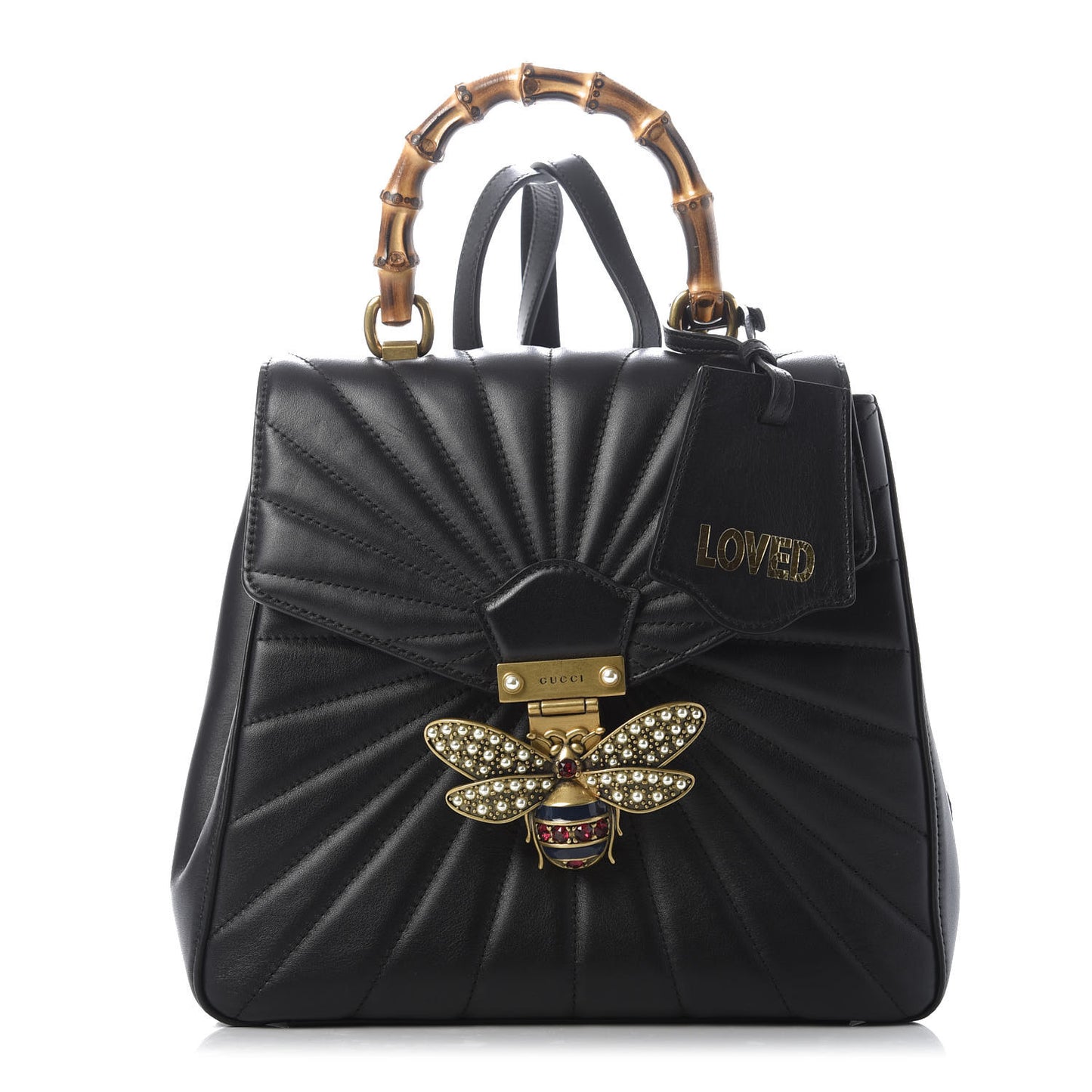 Calfskin Bamboo Trapuntata Queen Margaret Backpack Black