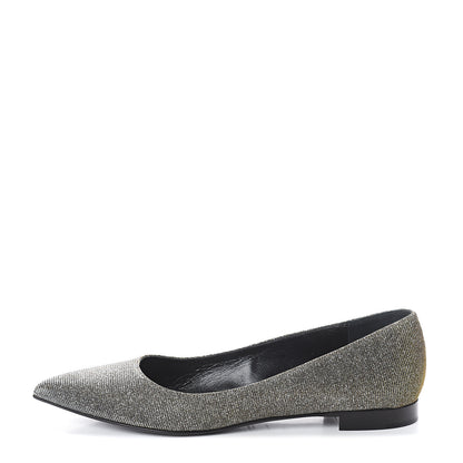 Saint Laurent Metallic Sparkle Fabric Paris Ballet Flat 38 Silver Gold 1 of 7
