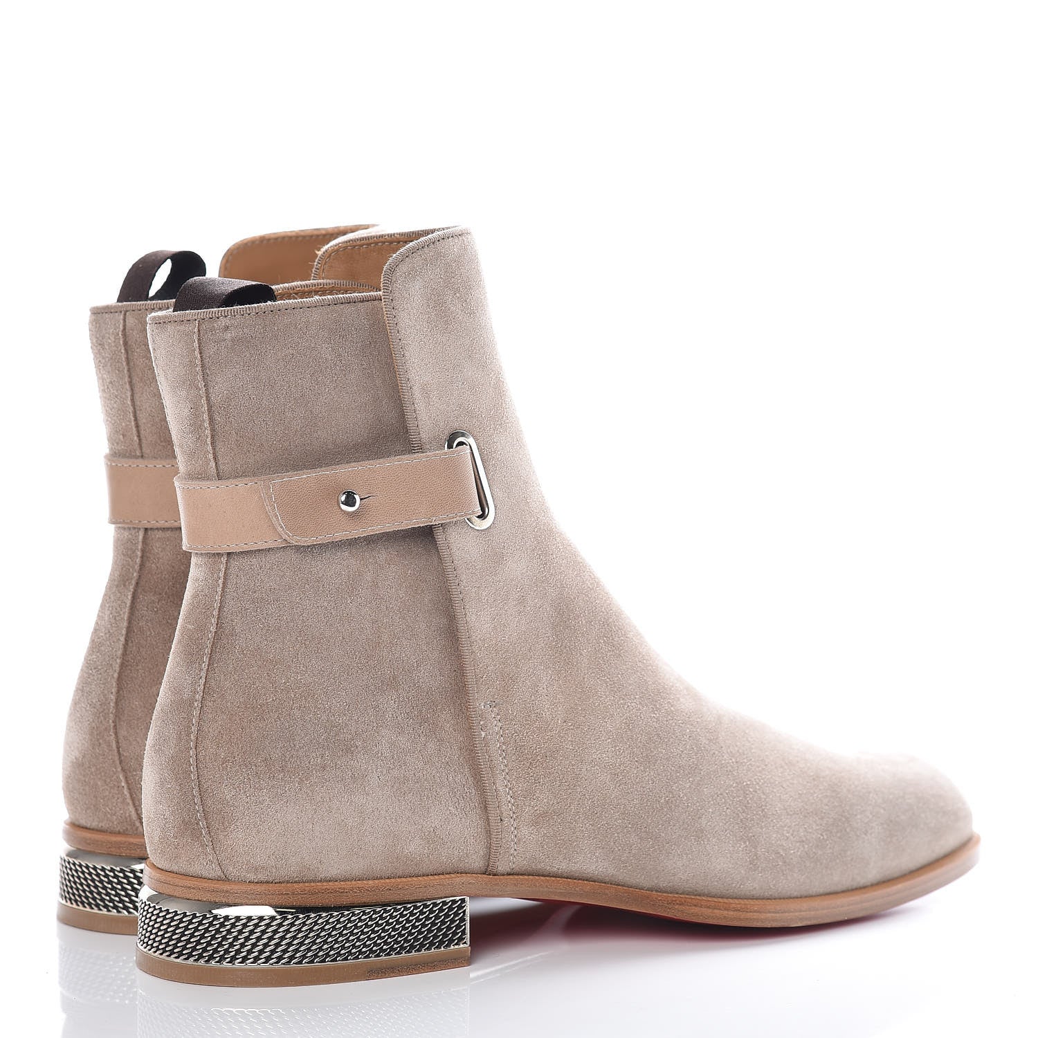 Christian Louboutin Veau Velours Grosgrain Cortino Boots 40.5 Mandorla 4 of 9