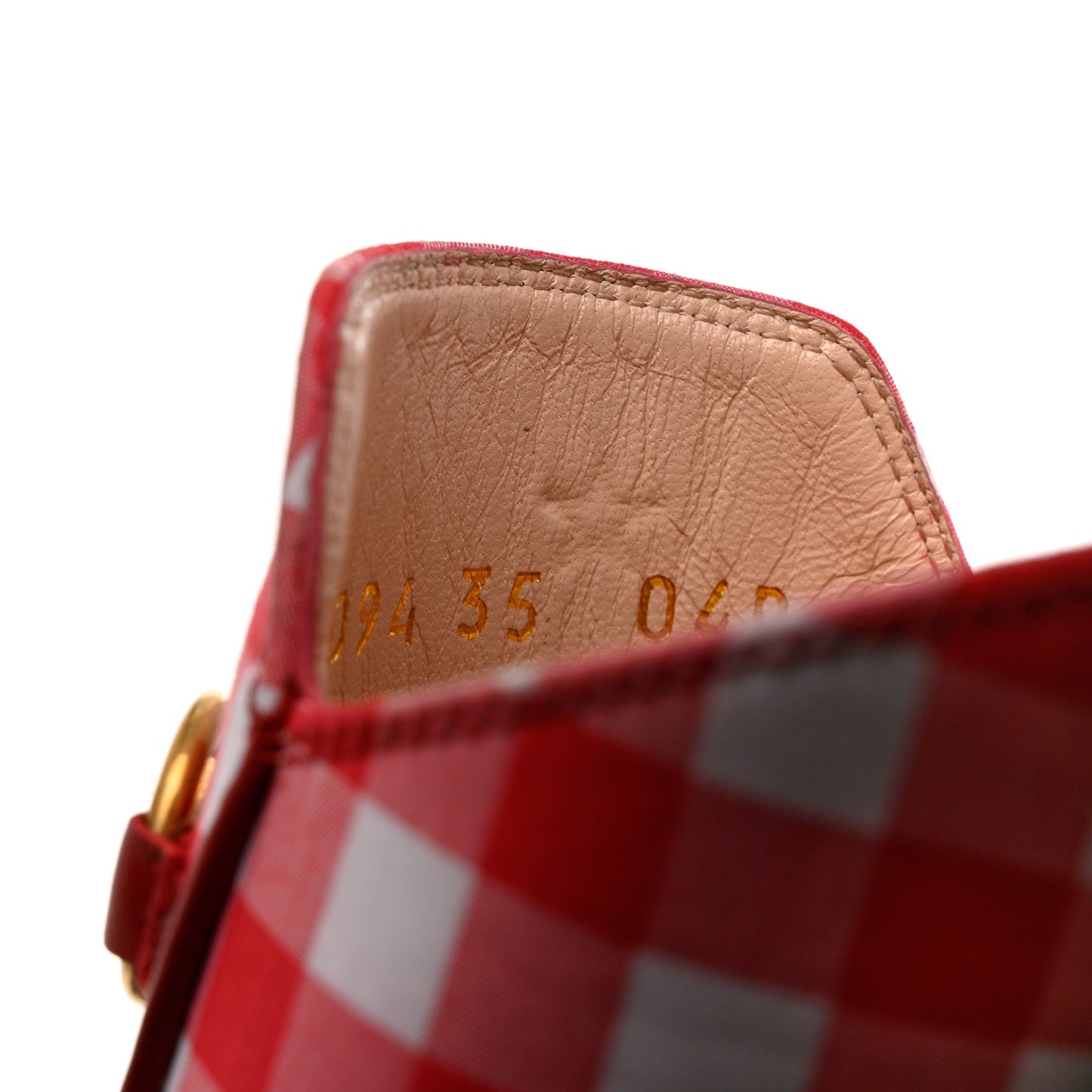 Cotton Gingham Womens Princetown Slippers 35 White Red