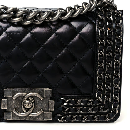 Chanel Glazed Calfskin Quilted Small Boy Chained Flap Black 8 of 10