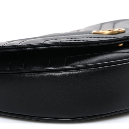 Gucci Calfskin Matelasse Mini GG Marmont Chain Half Moon Crossbody Bag Black 8 of 9