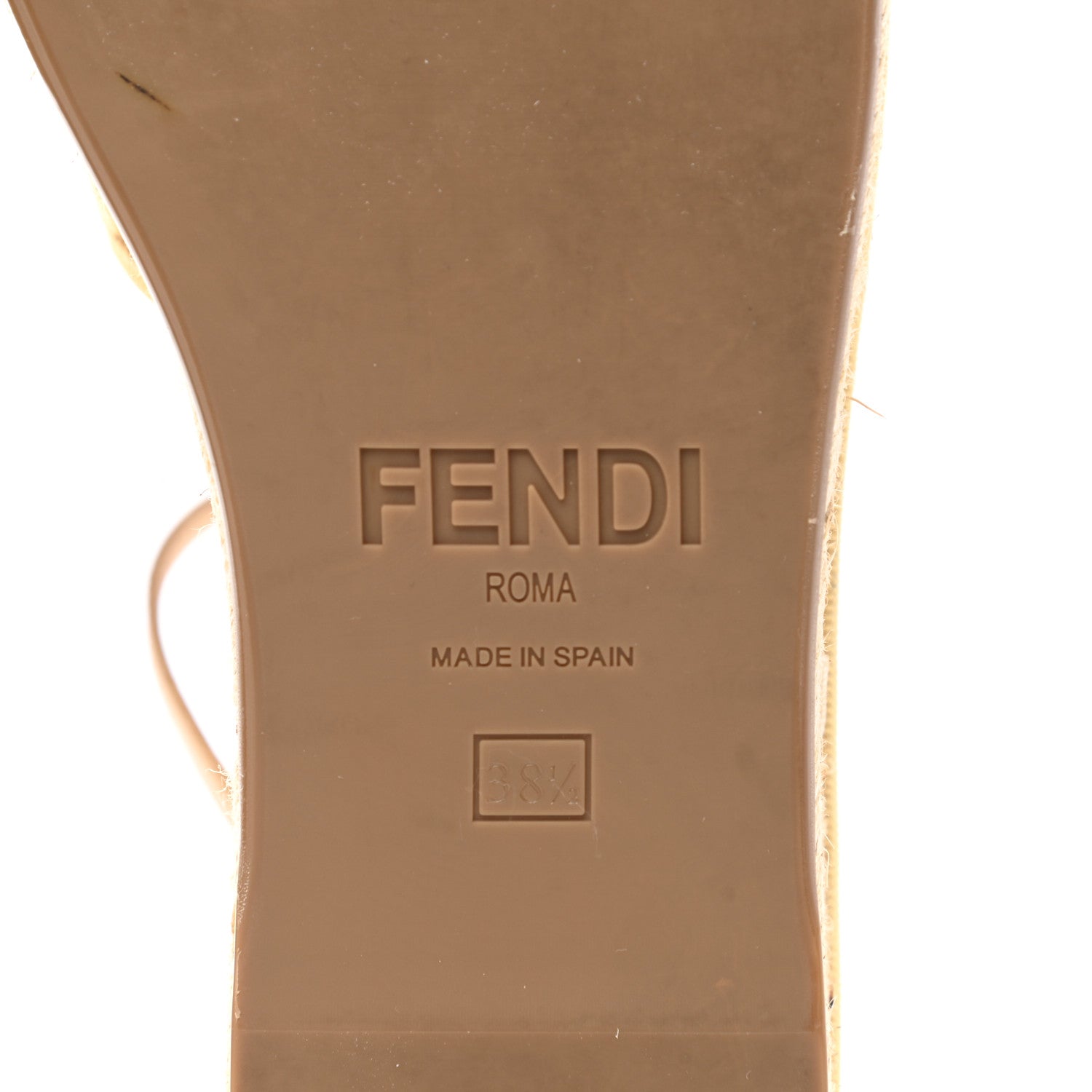 Fendi Raffia FF Embroidered Espadrille Platform Sandals 38.5 Natural 6 of 7