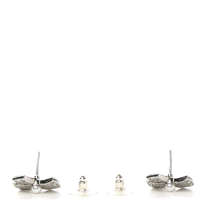 Chanel Crystal CC Bow Drop Earrings Silver 3 of 5