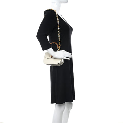 Gucci Patent Crystal Mini Bamboo 1947 Top Handle Chain Bag White 2 of 12