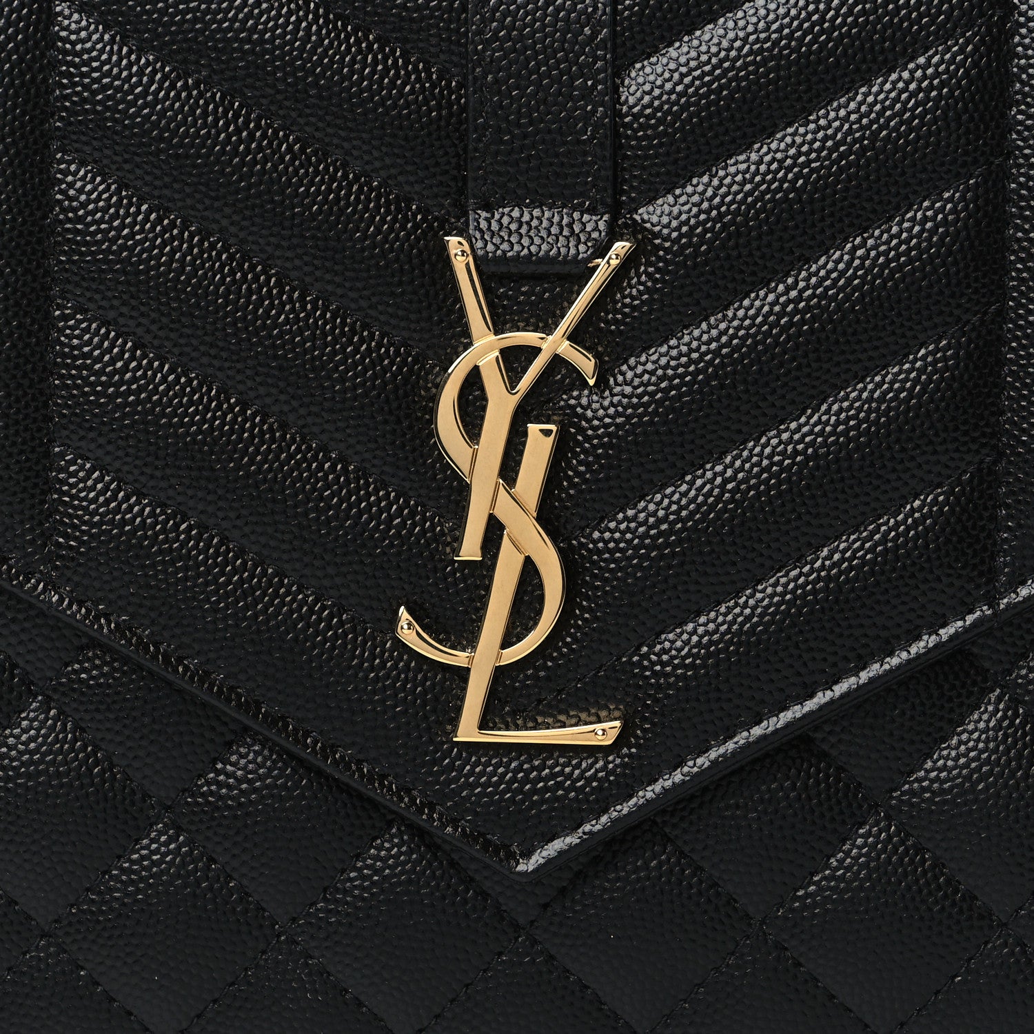 Saint Laurent Grain De Poudre Textured Mixed Matelasse Triquilt Monogram Clutch Black 9 of 10