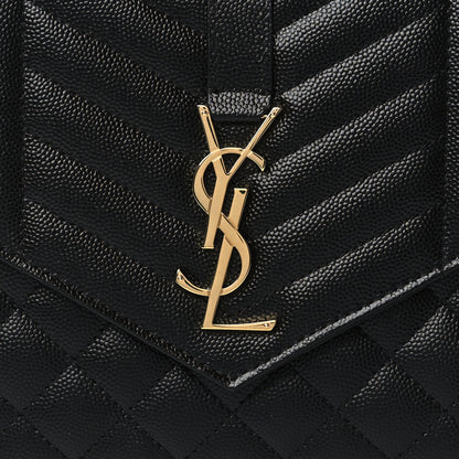 Saint Laurent Grain De Poudre Textured Mixed Matelasse Triquilt Monogram Clutch Black 9 of 10