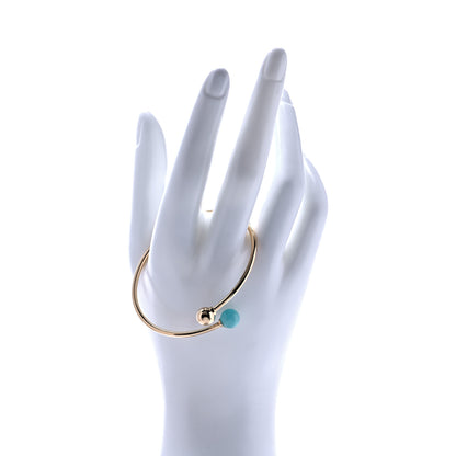 Tiffany 18K Yellow Gold Amazonite 8mm HardWear Ball Bypass Bracelet 2 of 5