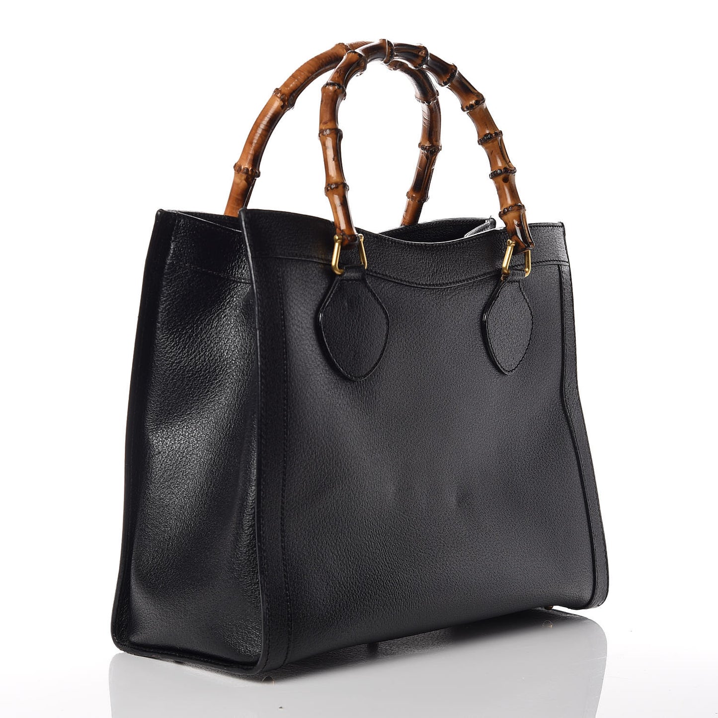 Calfskin Bamboo Top Handle Tote Black