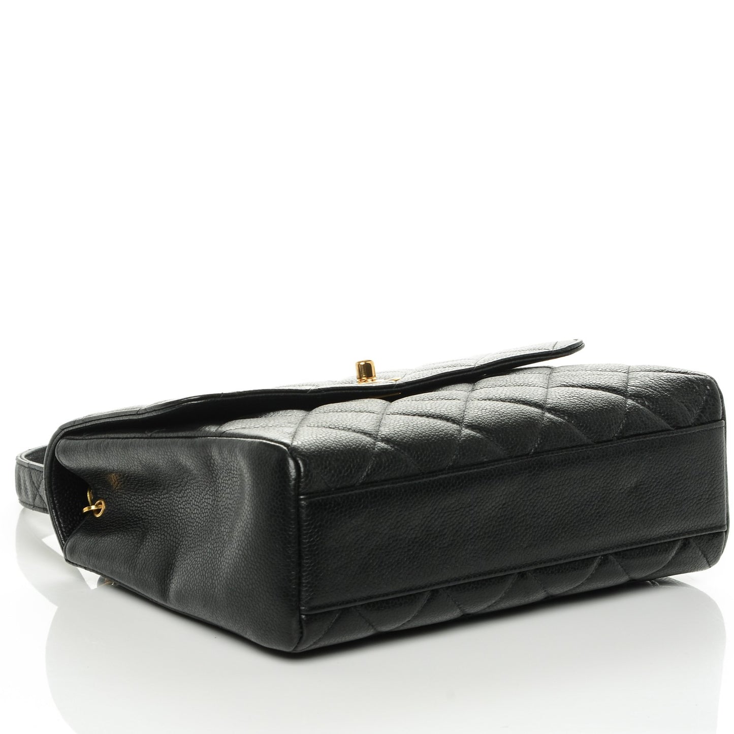 Caviar Quilted Medium Flap Shoulder Bag Black