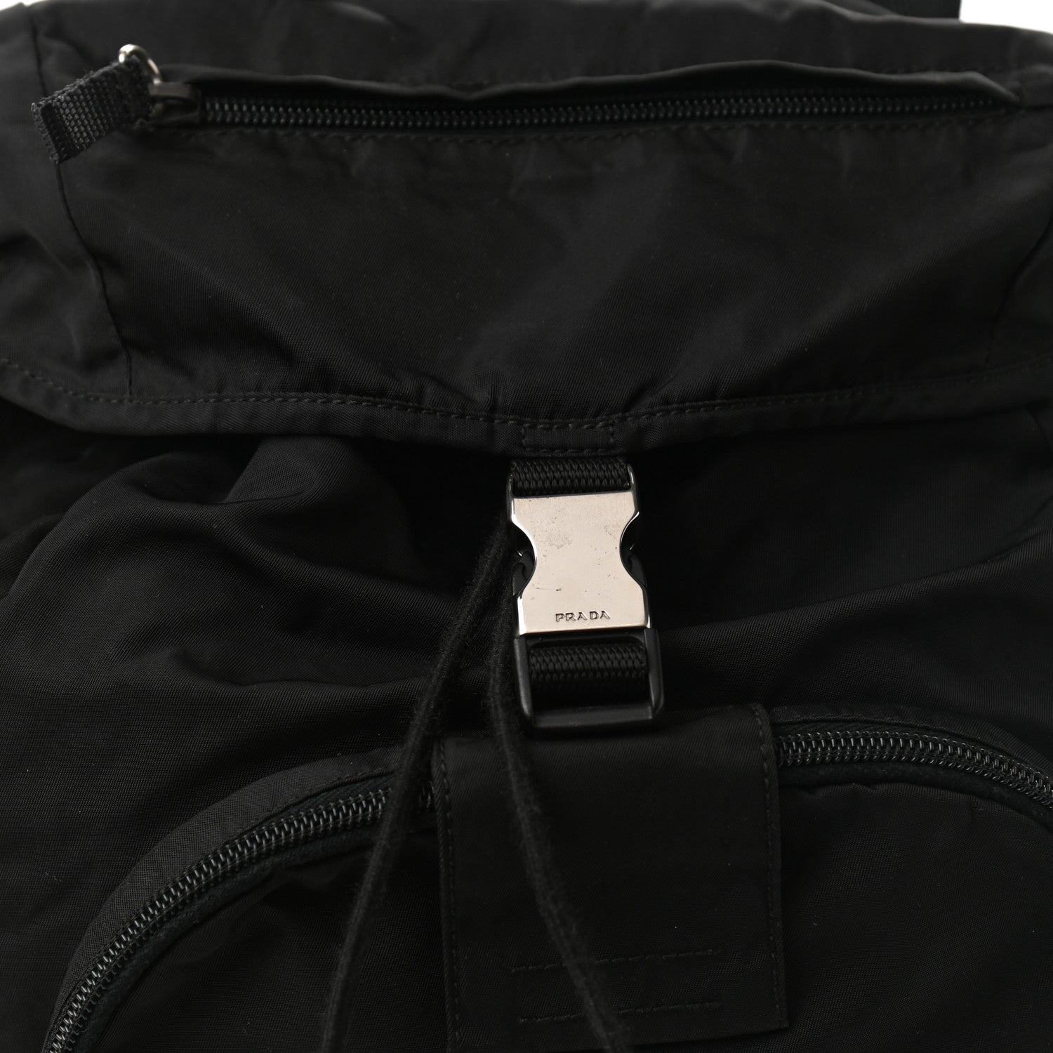 Prada Technical Nylon Saffiano Double Buckle Backpack Black 7 of 9
