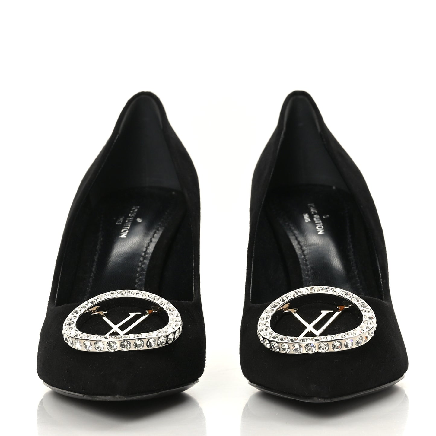 Suede Baby Goat Swarovski Crystal Madeleine Pumps 36 Black
