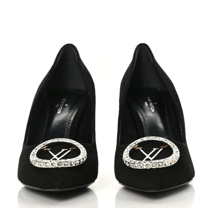 Louis Vuitton Suede Baby Goat Swarovski Crystal Madeleine Pumps 36 Black 2 of 8