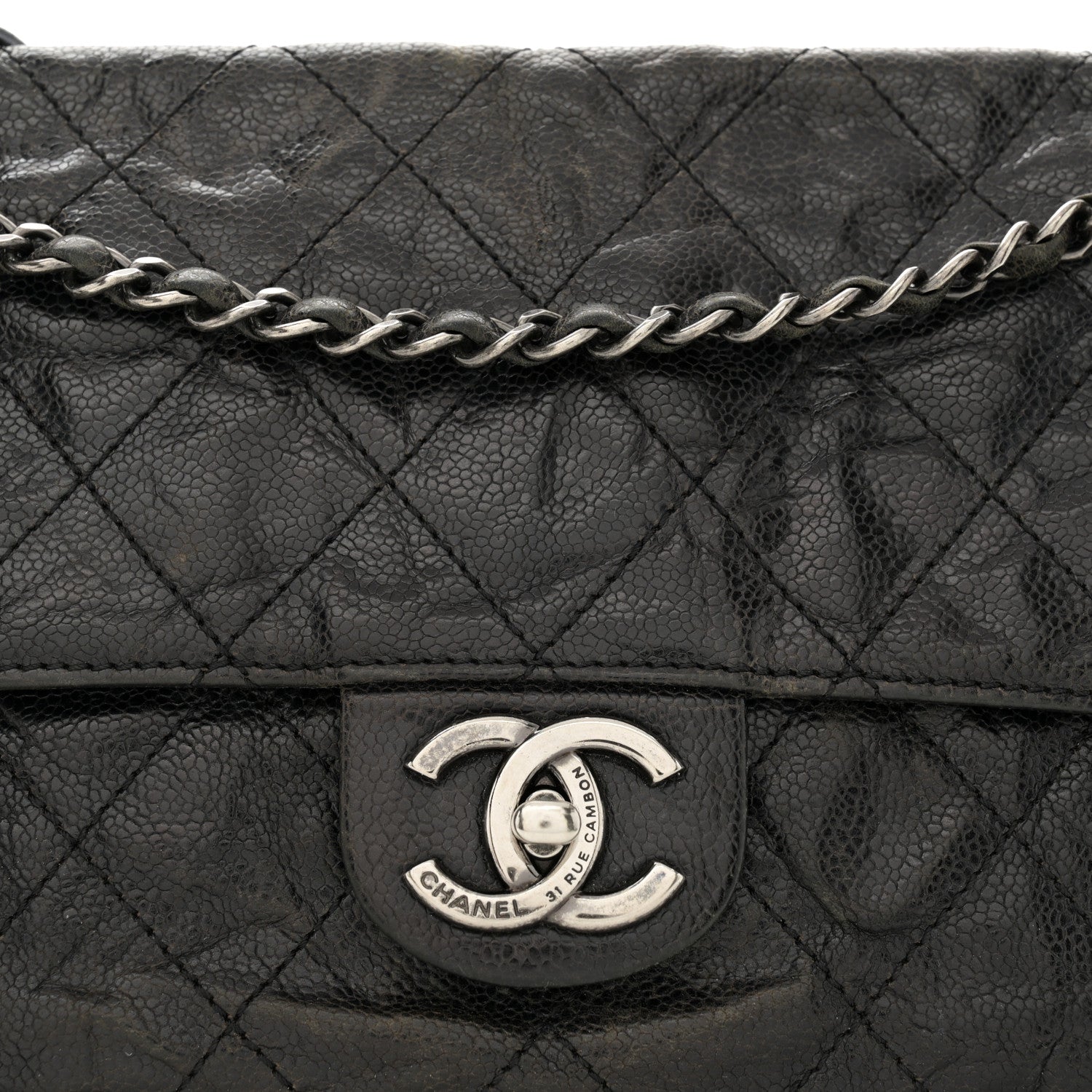 Chanel Crumpled Grained Calfskin Jumbo CC Crave Flap Dark Brown 8 of 15