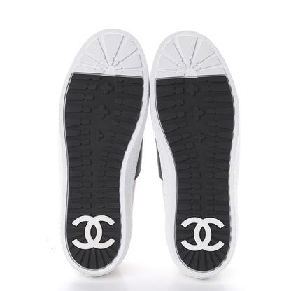 Chanel Suede Calfskin Tweed Sneakers 38.5 Black White 6 of 10