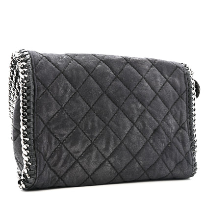 Stella McCartney Shaggy Deer Quilted Falabella Fold Over Clutch Black 3 of 12