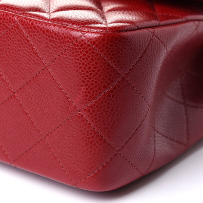 Chanel Caviar Quilted Jumbo Double Flap Red 9 of 10