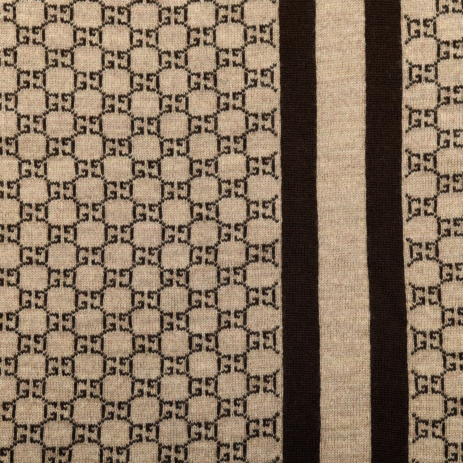Gucci Wool Tricot GG Monogram Web New Lunicart Scarf Light Brown Dark Brown 3 of 4